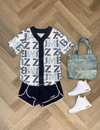 Blue Jean baseball button up jersey