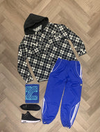 Eastern flavour flannel shacket with hood