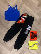 Eastern flavour high rise cargo pants with tassels