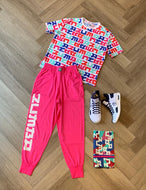 Eastern flavour knit drop crotch joggers