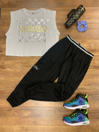Runway parachute cargo pants with elastic waistband